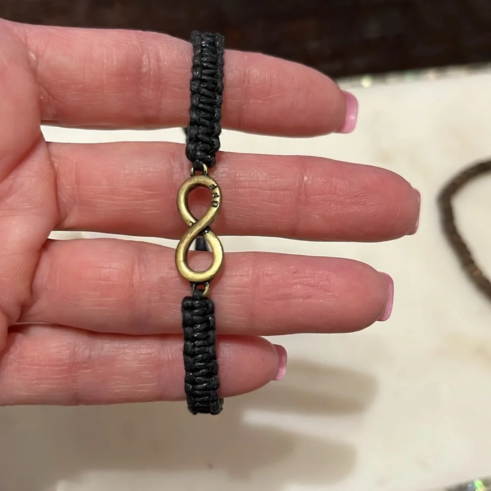 Bracelet set, BFF infinity circle & BoHo brown coconut beads brackets